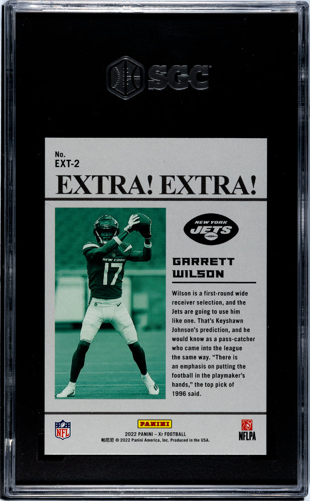 2022 Panini XR Football Garrett Wilson Extra! Extra! Blue SGC 10 /99 