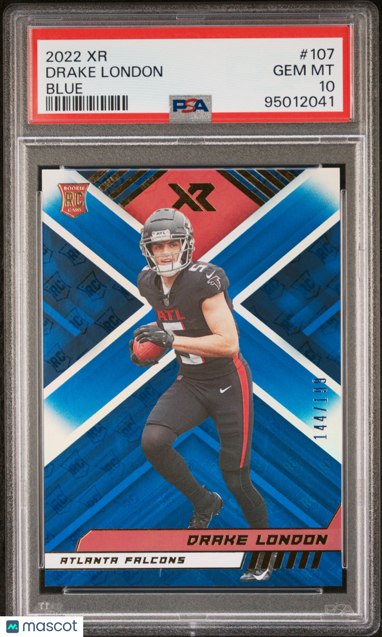 2022 Panini Xr Psa 10 Drake London Blue Rookie 144/199 #107 1