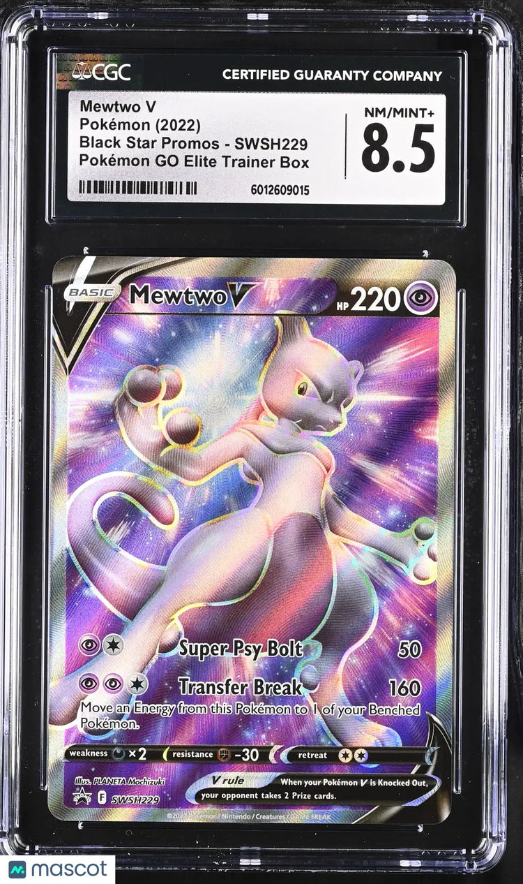 2022 Pokémon Black Star Promos Pokemon Go Mewtwo V #SWSH229 CGC 8.5 