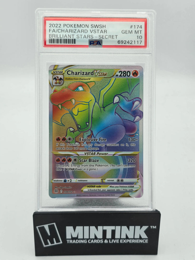 2022 Pokemon SWSH Brilliant Stars Charizard Vstar Fa #174 -Secret PSA 10 