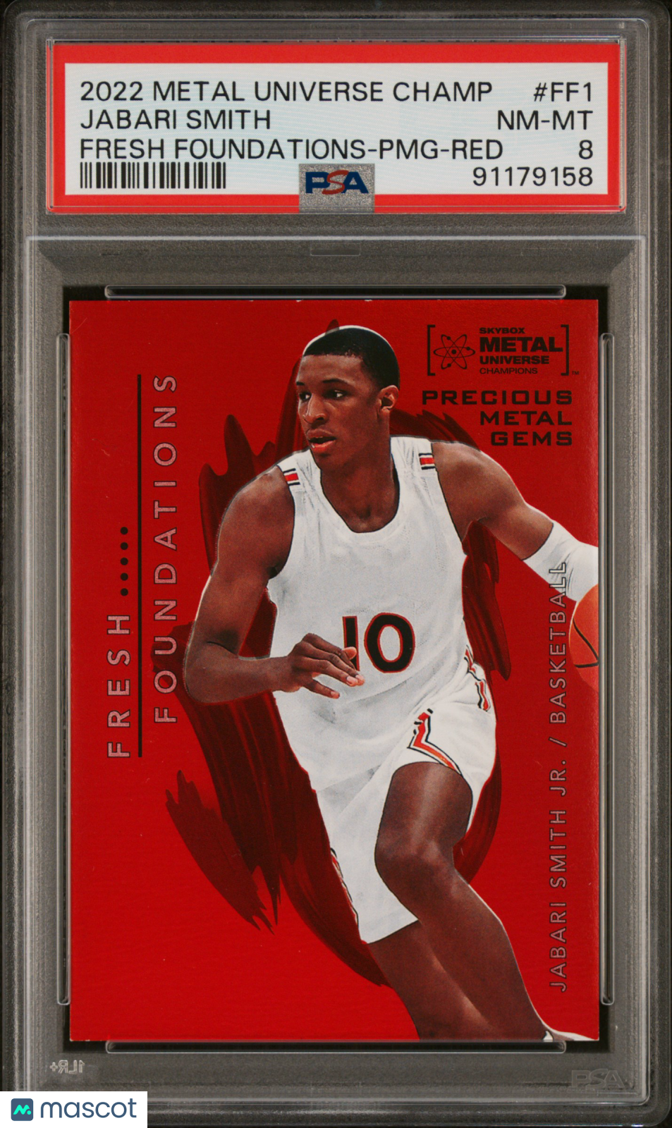 2022 Skybox Metal Univ. Champ. Fresh Foundations Red Pmg Jabari Smith Psa 8 /100 1