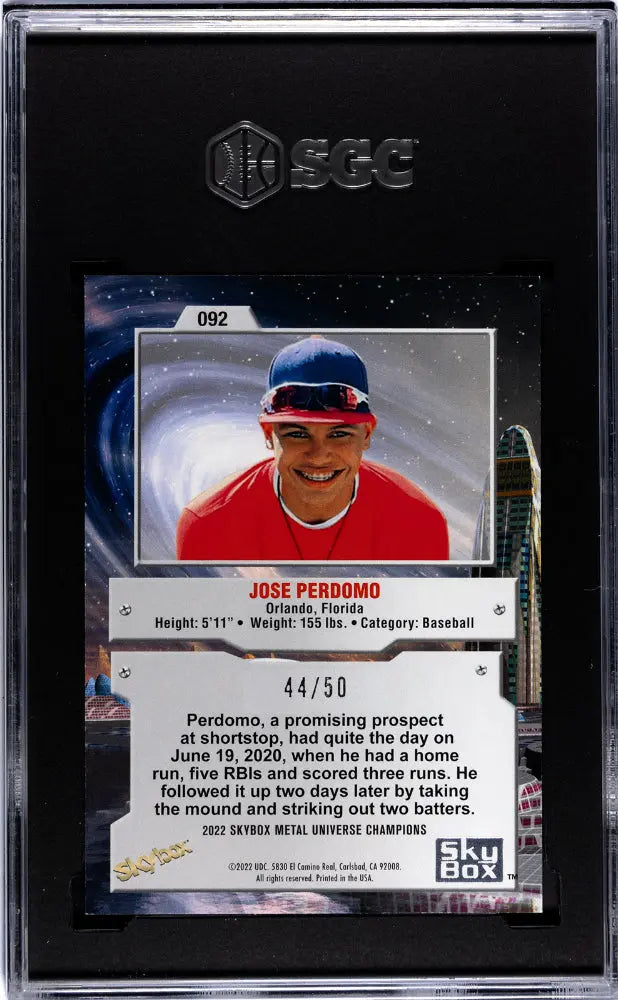 2022 Skybox Metal Univ. Champions Jose Perdomo  PMG Blue SGC 9 /50 