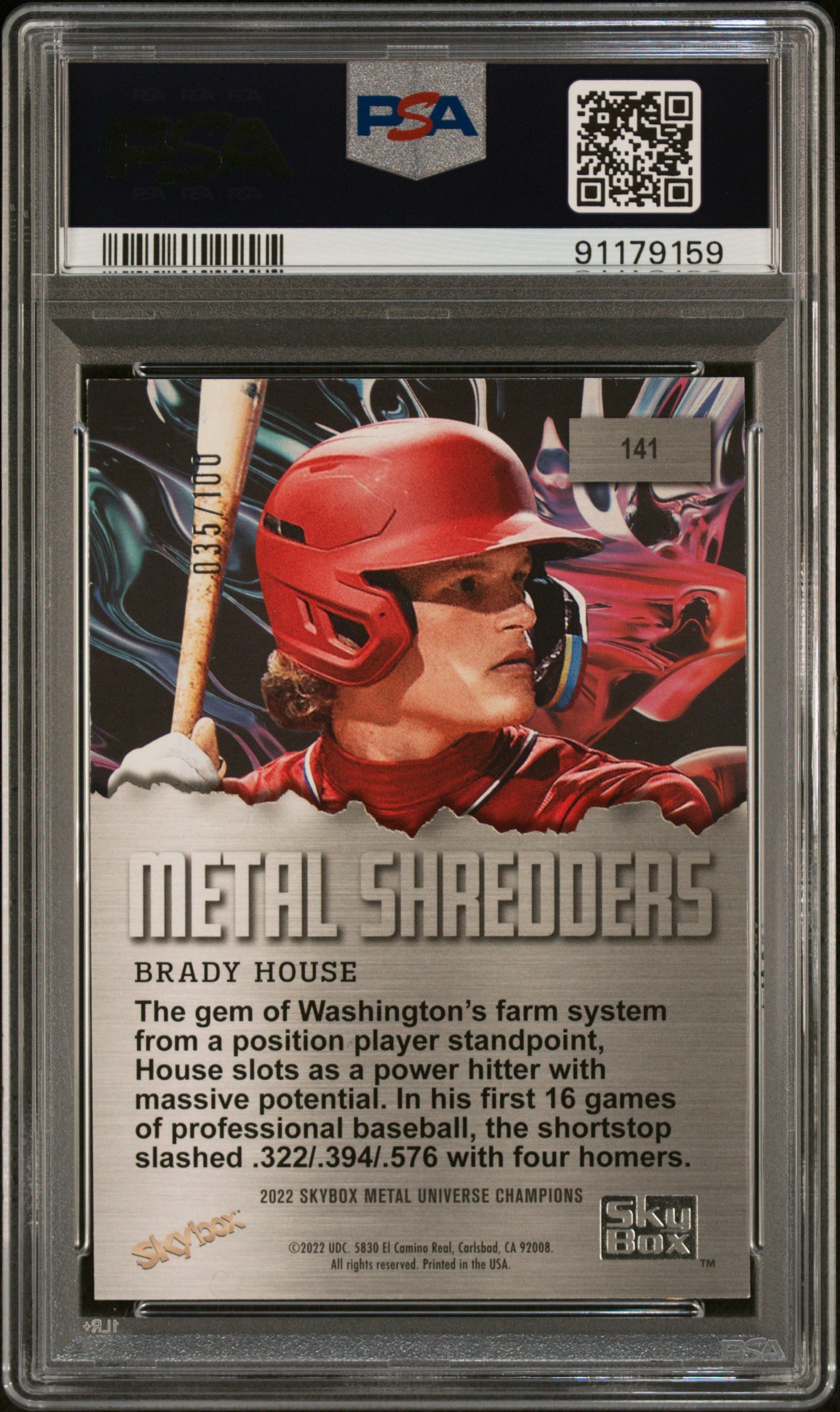 2022 Skybox Metal Universe Champions Brady House Red Pmg Psa 8 035 100 141 2