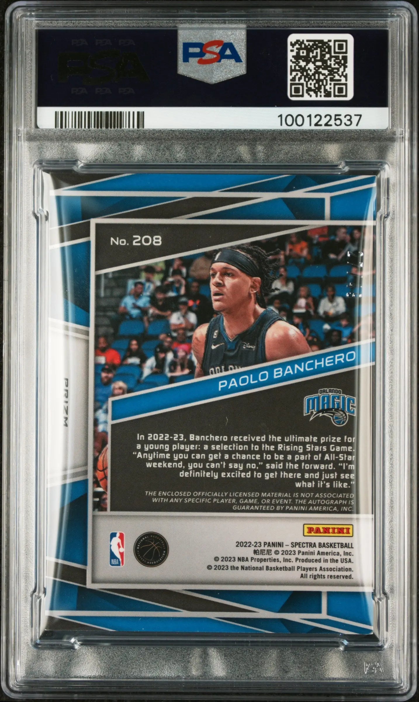 2022 Spectra Interstellar Paolo Banchero RC Rookie Patch Autograph PSA 9 /49 