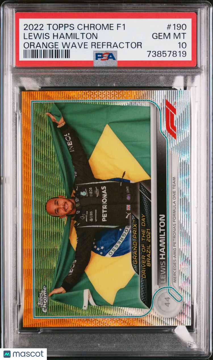 2022 Topps Chrome Formula 1 Lewis Hamilton Orange Wave Refractor PSA 10 /25 