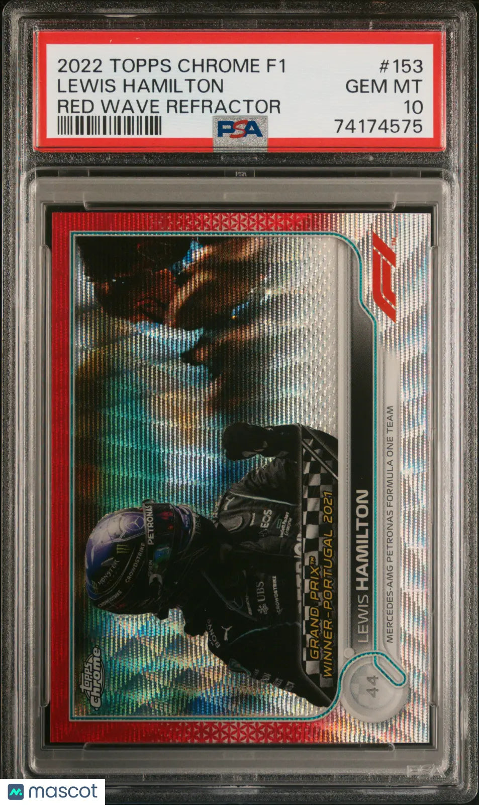 2022 Topps Chrome Formula 1 Lewis Hamilton Red Wave Refractor PSA 10 /5 