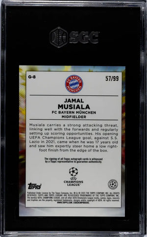 2022 Topps Chrome UCC Jamal Musiala Golazo Autograph SGC 9.5 /99 