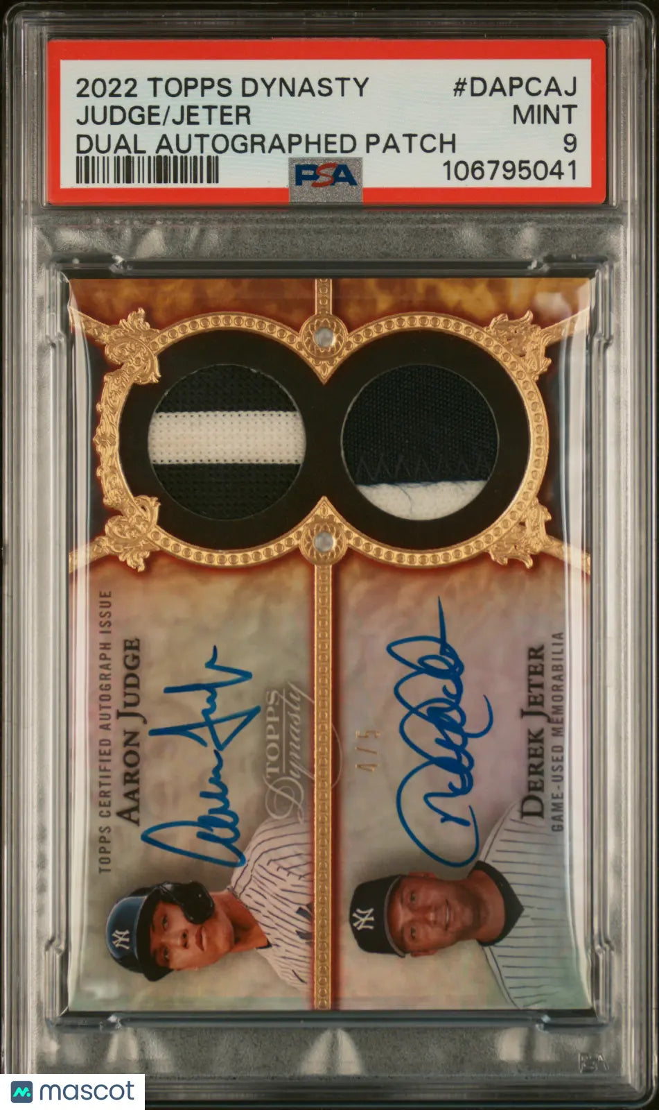 2022 Topps Dynasty Jeter Judge Dual Patch Auto Autograph PSA 9 /5 