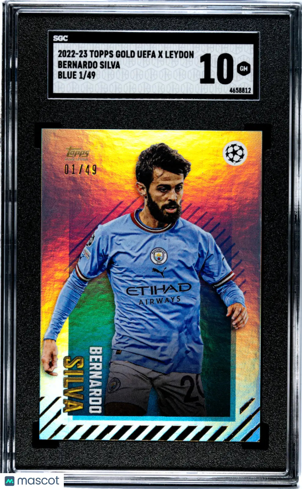 2022 Topps Gold UEFA X Leydon Bernardo Silva Blue SGC 10 01/49 