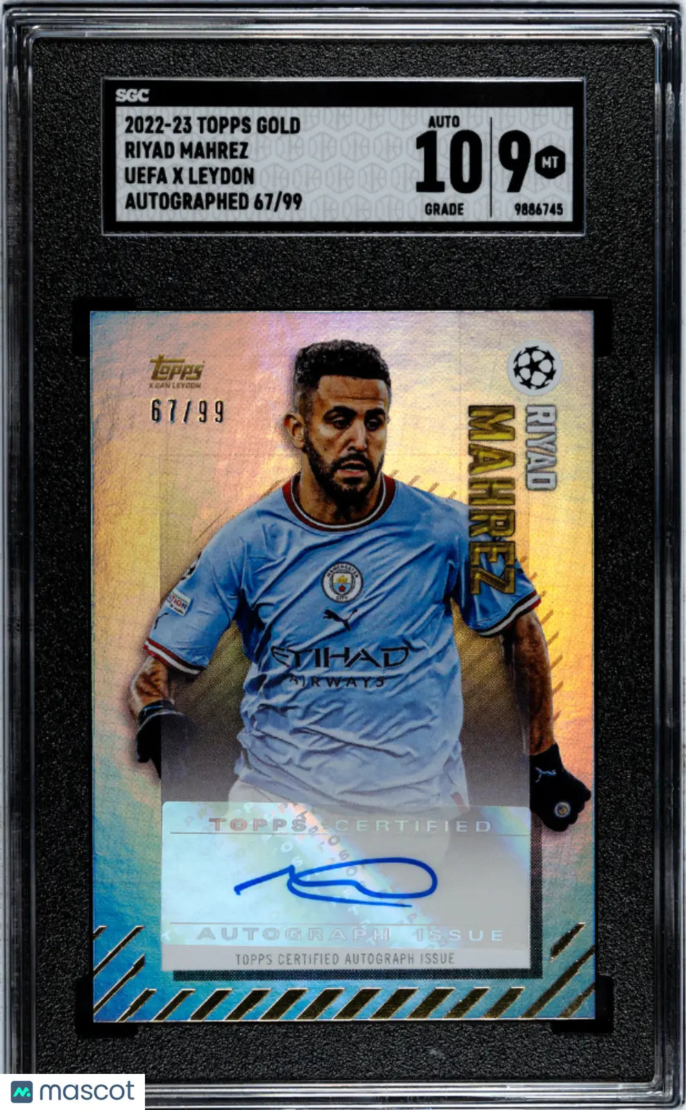 2022 Topps Gold UEFA X Leydon Riyad Mahrez  Autograph SGC 9 /99 