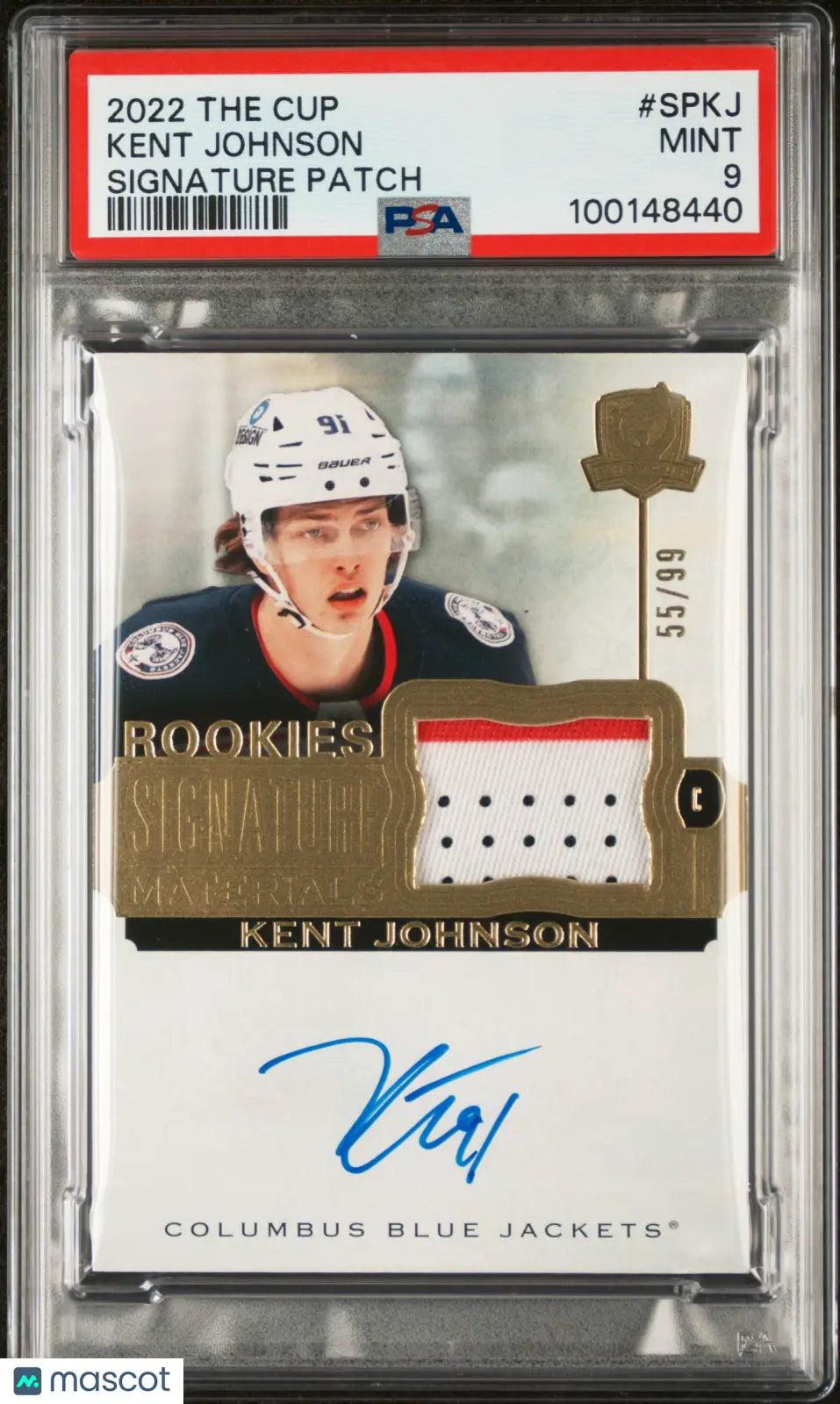 2022 UD The Cup Rookie Signature Auto Patches Kent Johnson PSA 9 /99 