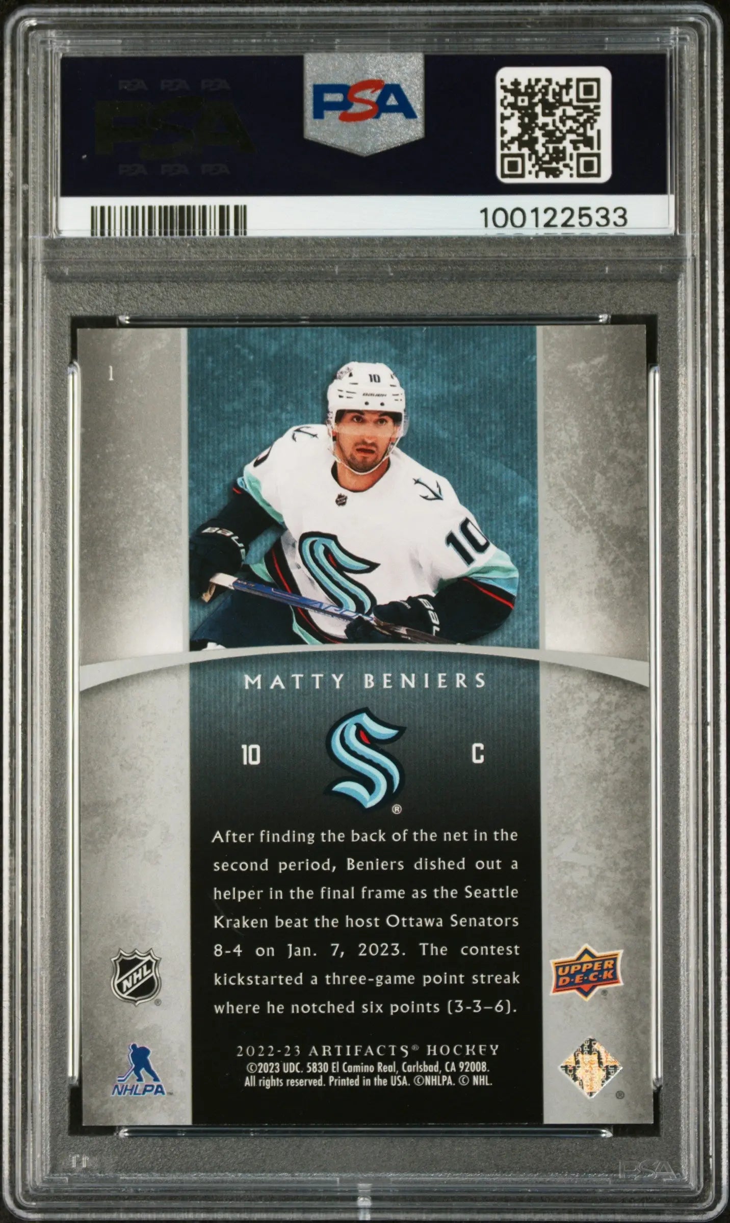 2022 Upper Deck Artifacts Retro Rookie Redemptions Matty Beniers PSA 9 /999 