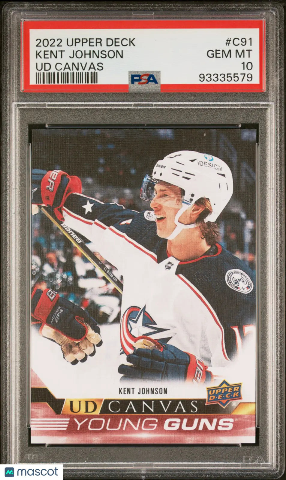 2022 Upper Deck Series 1 Hockey UD Canvas Young Guns Kent Johnson PSA 10 