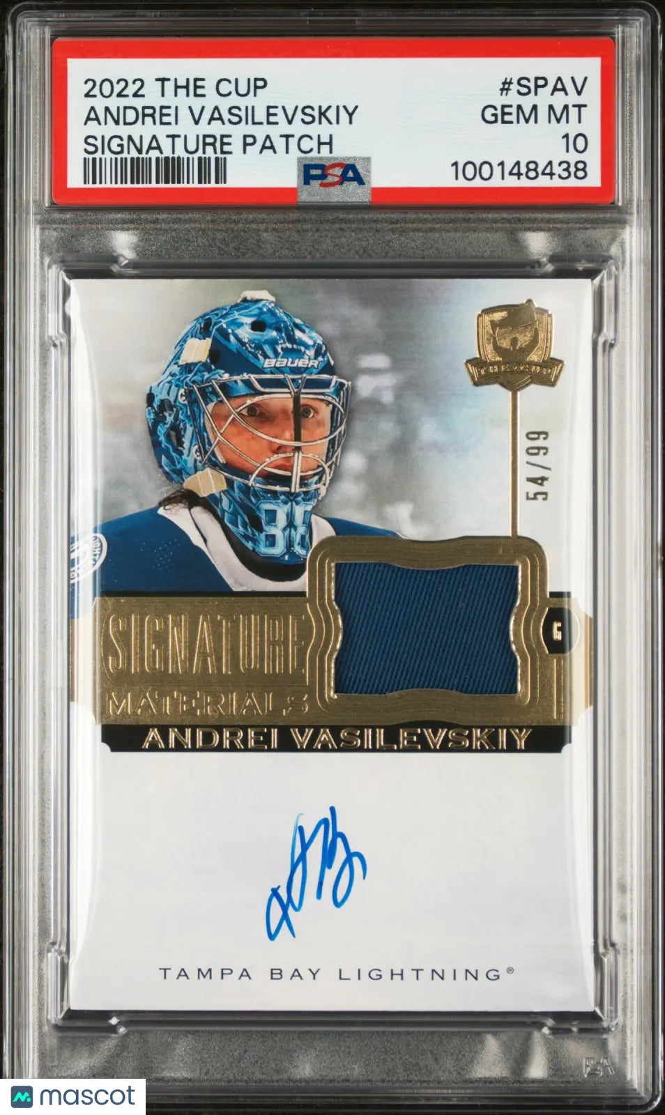 2022 Upper Deck The Cup Signature Auto Patches Andrei Vasilevskiy PSA 10 /99 