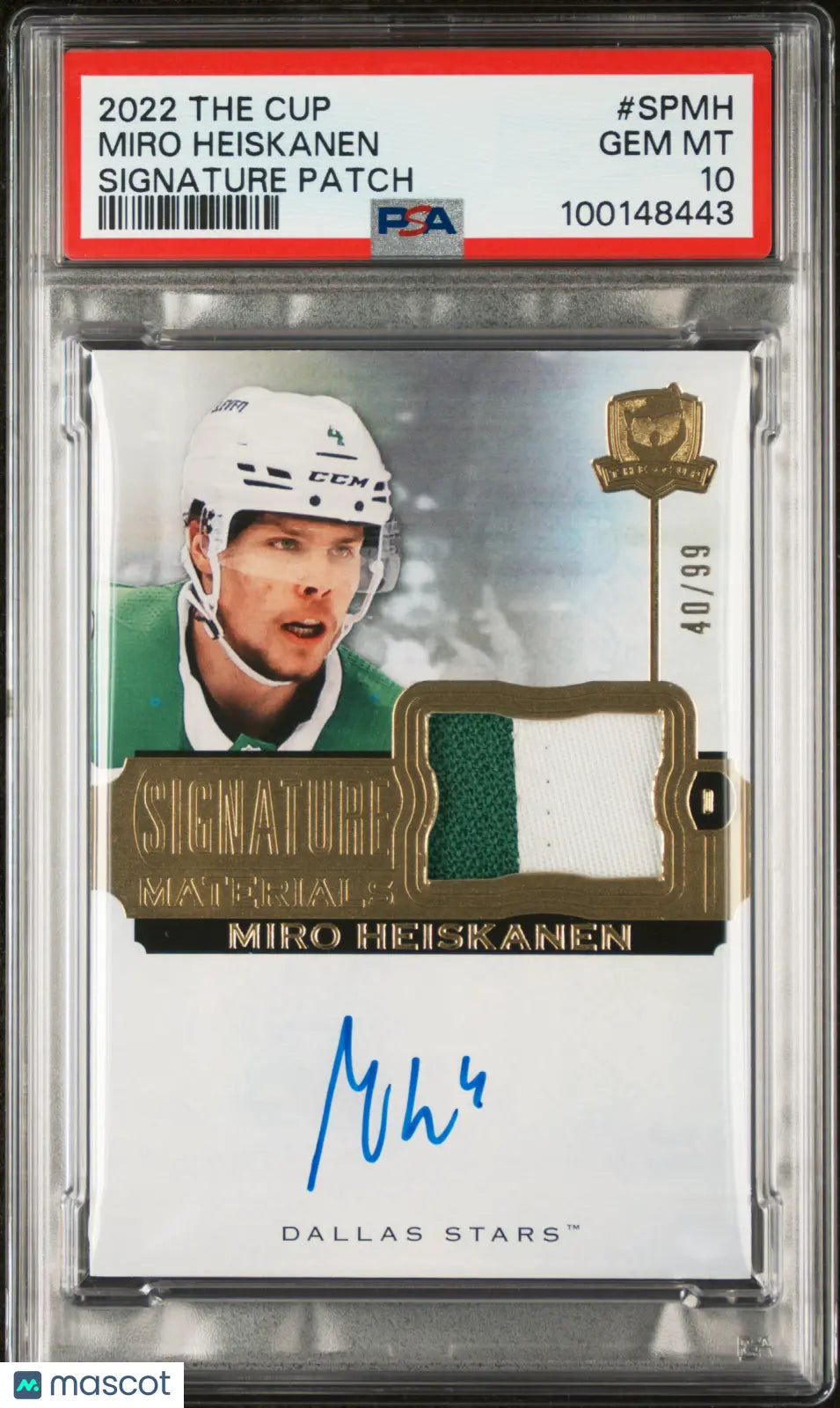 2022 Upper Deck The Cup Signature Auto Patches Gold Miro Heiskanen PSA 10 /99 