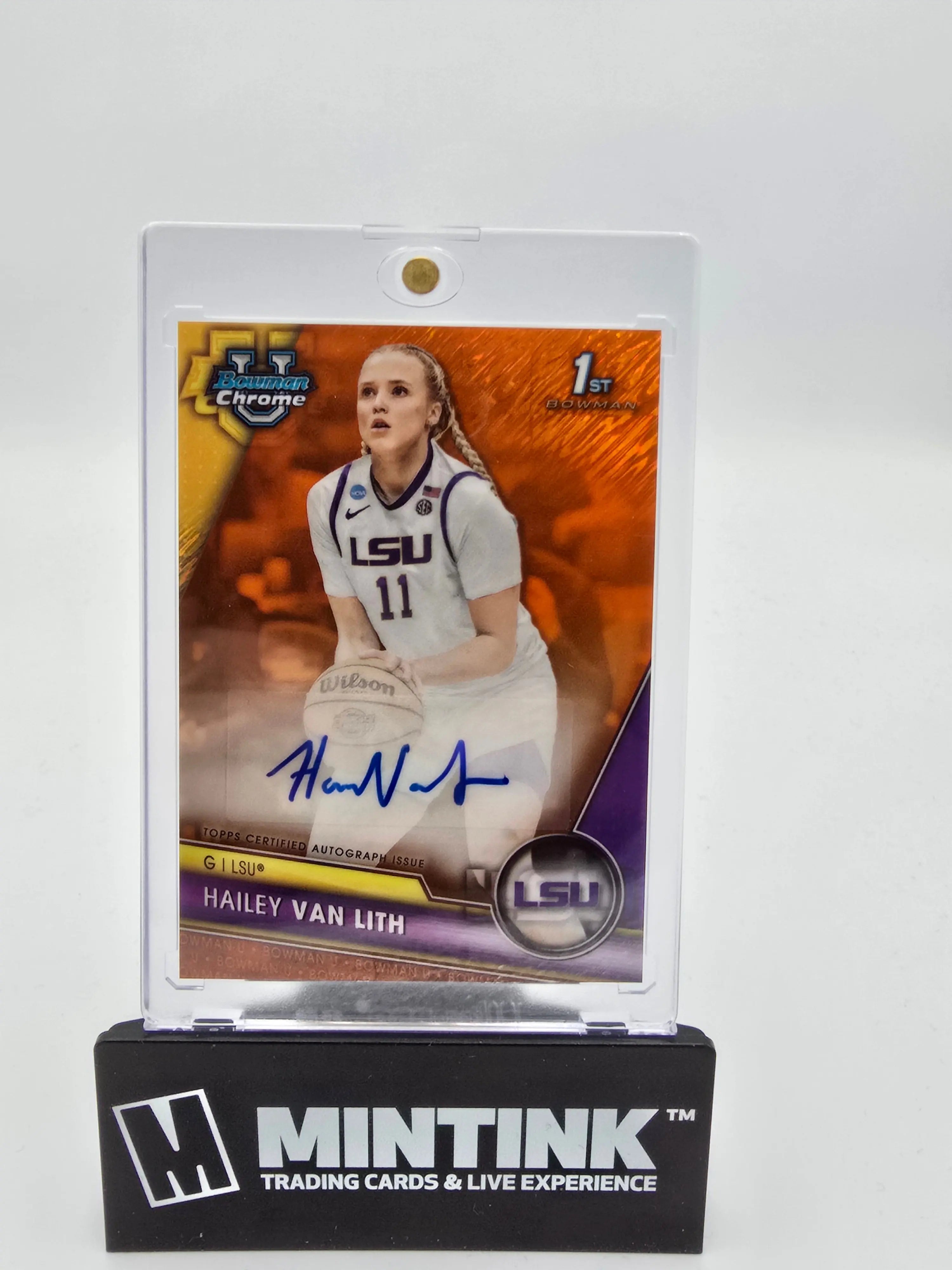 2023-24 1st Bowman University Basketball Hailey Van Lith Orange Shimmer Auto /25 