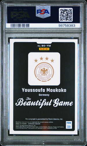 2023-24 Donruss FIFA The Beautiful Game Autographs Youssoufa Moukoko PSA 9 