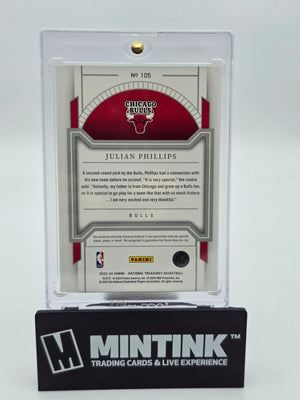 2023-24 National Treasures Basketball Julian Phillips RC Silver Jumbo Patch Auto /99 