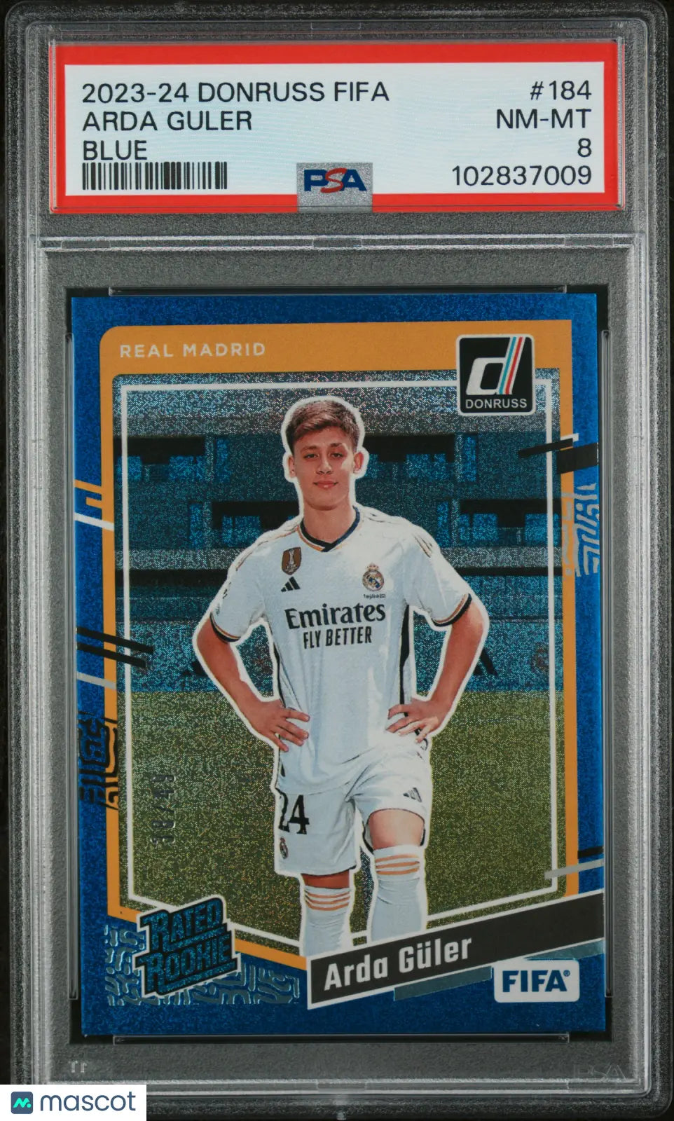 2023-24 Panini Donruss FIFA Arda Guler Blue Rated Rookie PSA 8 