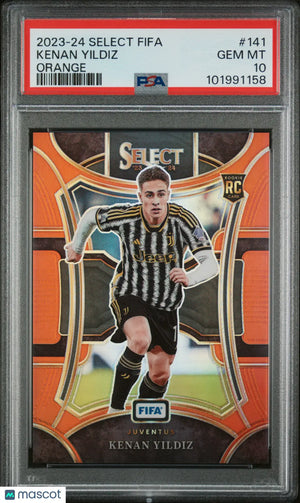 2023-24 Panini Select FIFA Kenan Yildiz RC Rookie Orange Prizm PSA 10 /49 