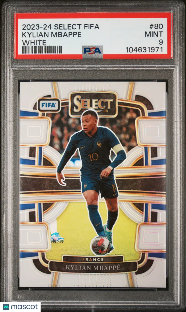 2023-24 Panini Select FIFA Kylian Mbappe White Prizm PSA 9 /20 