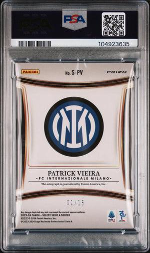 2023-24 Panini Select Serie A Patrick Vieira Tie-Dye Prizm Auto PSA 9 1/15 