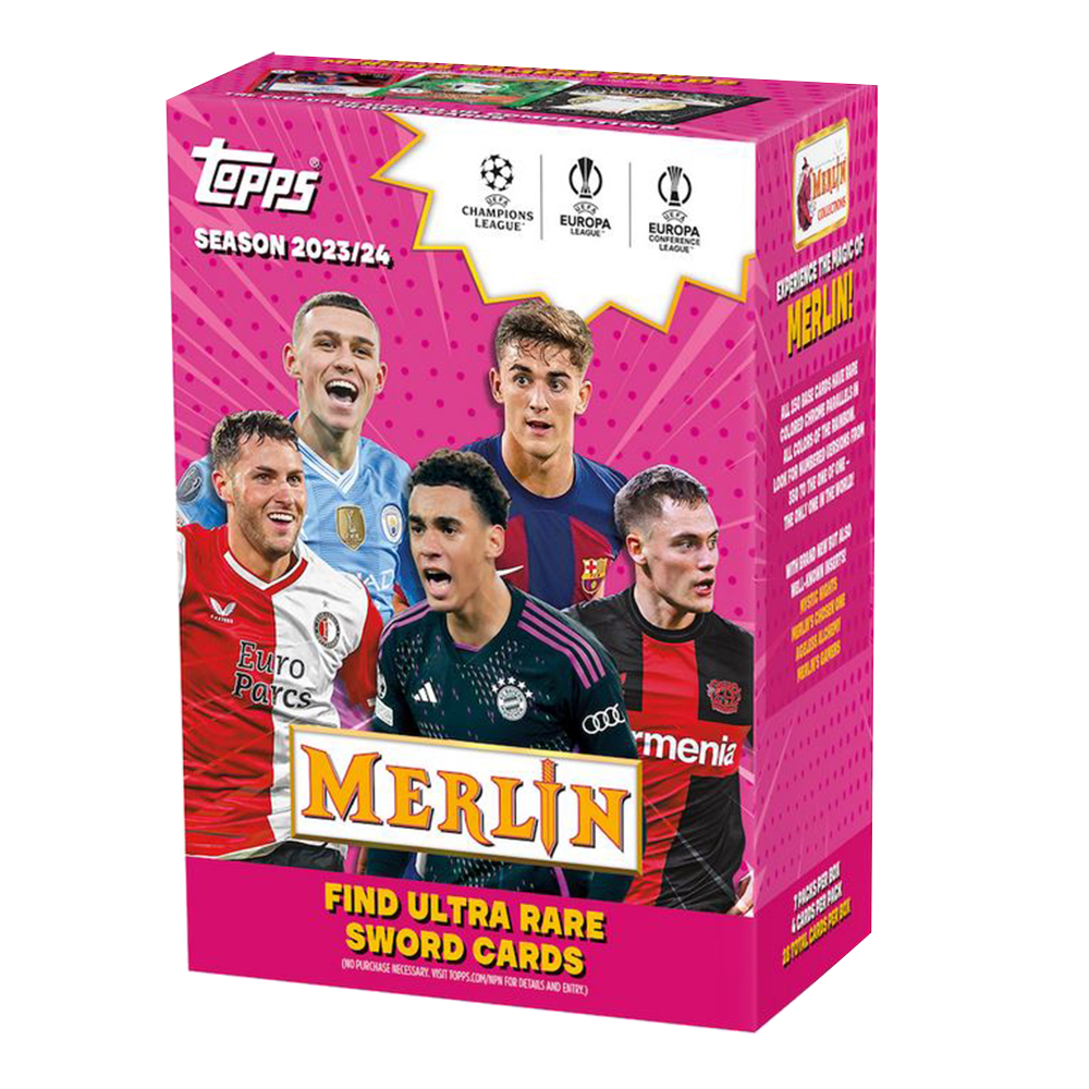 2023-24 Topps Chrome Merlin UEFA Club Competitions Soccer Blaster Box 