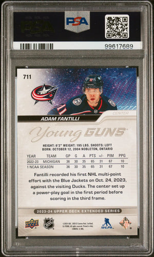 2023-24 Upper Deck Extended Series Adam Fantilli Young Guns RC PSA 10 