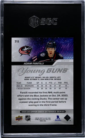 2023-24 Upper Deck Extended Series Adam Fantilli  Young Guns RC SGC 9.5 