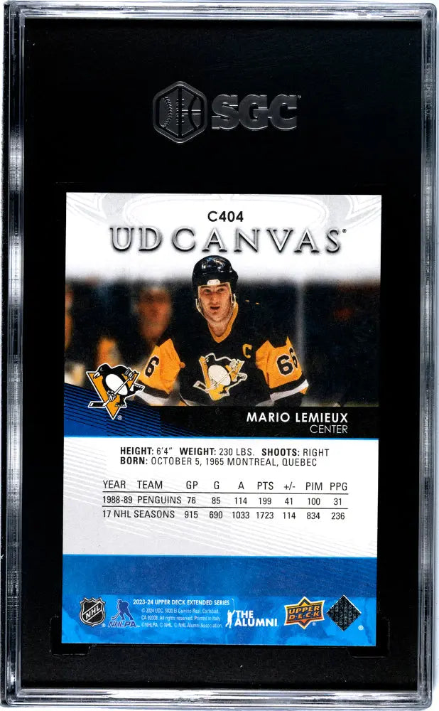 2023-24 Upper Deck Extended Series Mario Lemieux UD Canvas SGC 10 