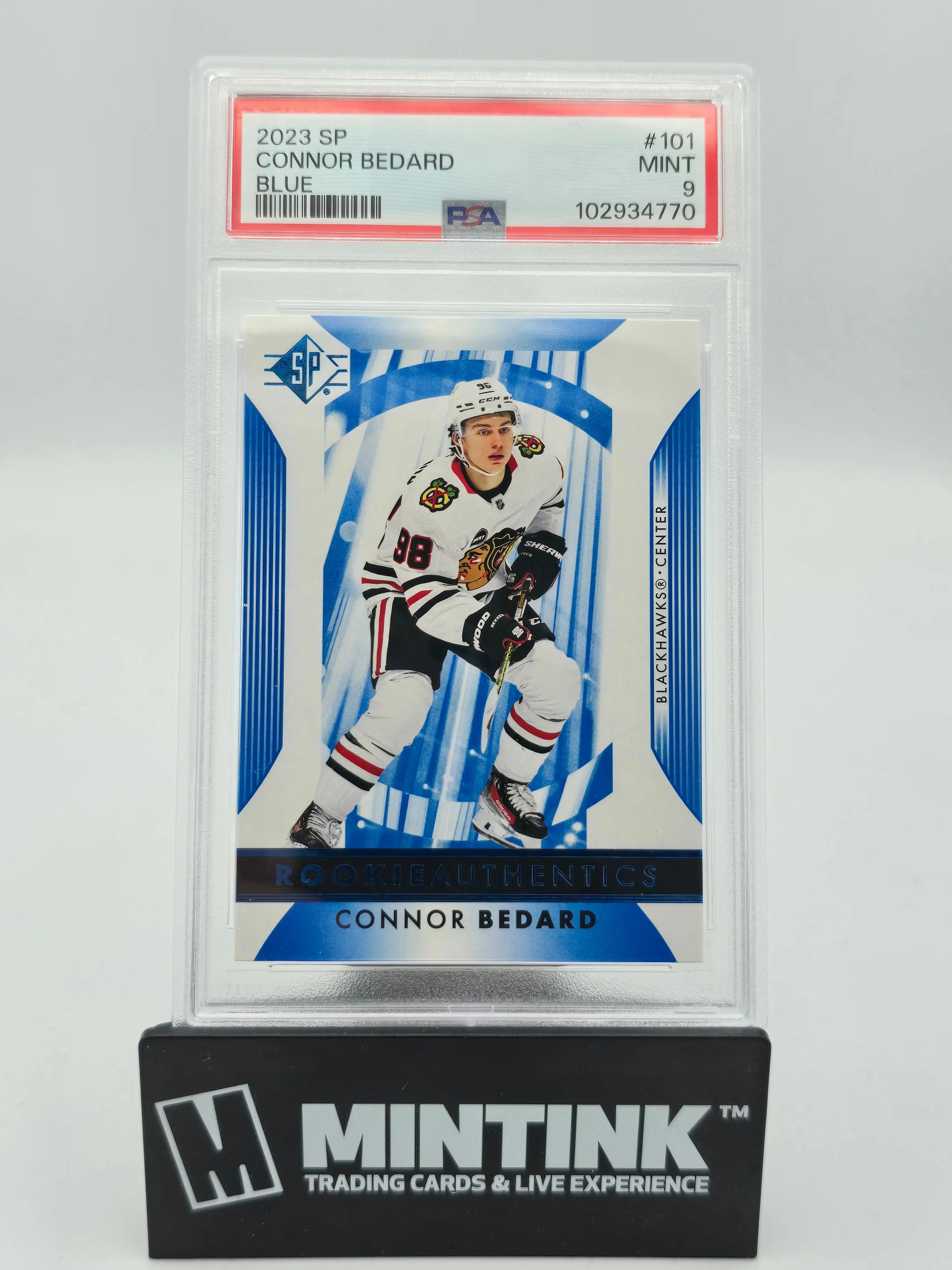 2023-24 Upper Deck SP Authentic Connor Bedard Rookie Blue PSA 9 