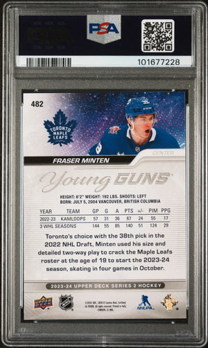 2023-24 Upper Deck Series 2 Hockey Fraser Minten Young Guns RC PSA 9 