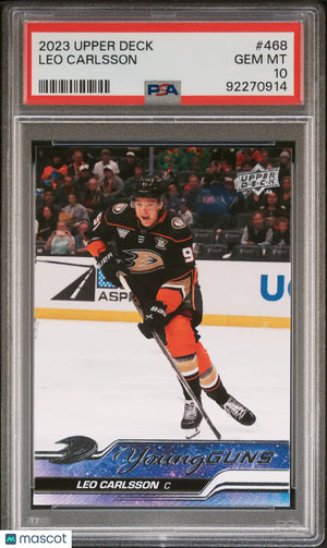 2023-24 Upper Deck Series 2 Hockey Leo Carlsson Young Guns RC PSA 10 