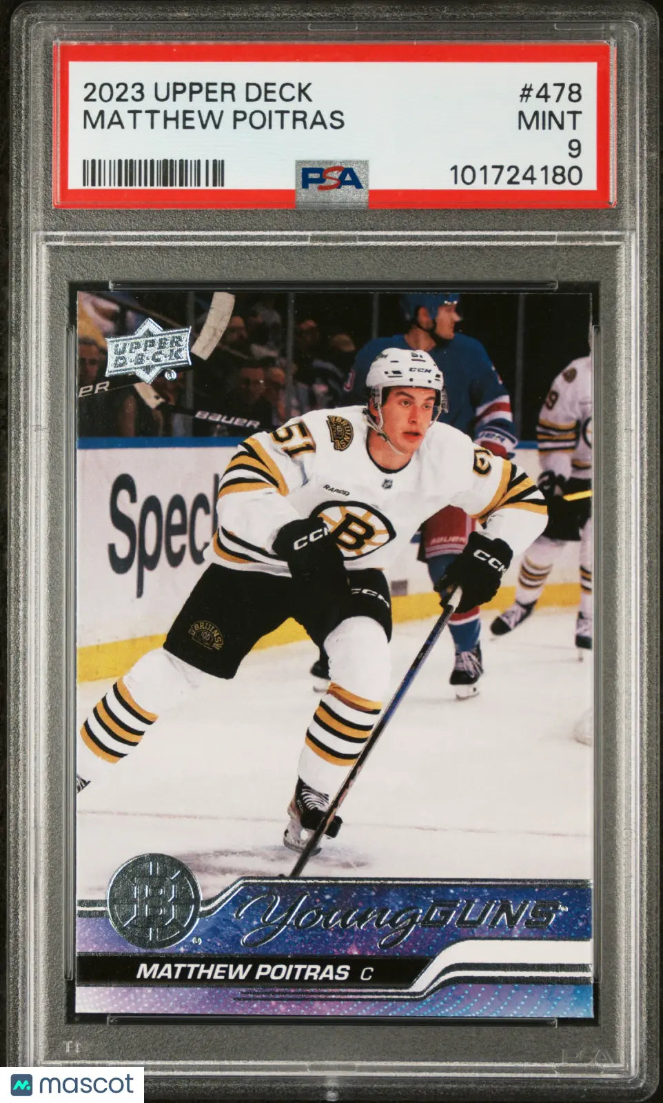 2023-24 Upper Deck Series 2 Hockey Matthew Poitras Young Guns PSA 9 