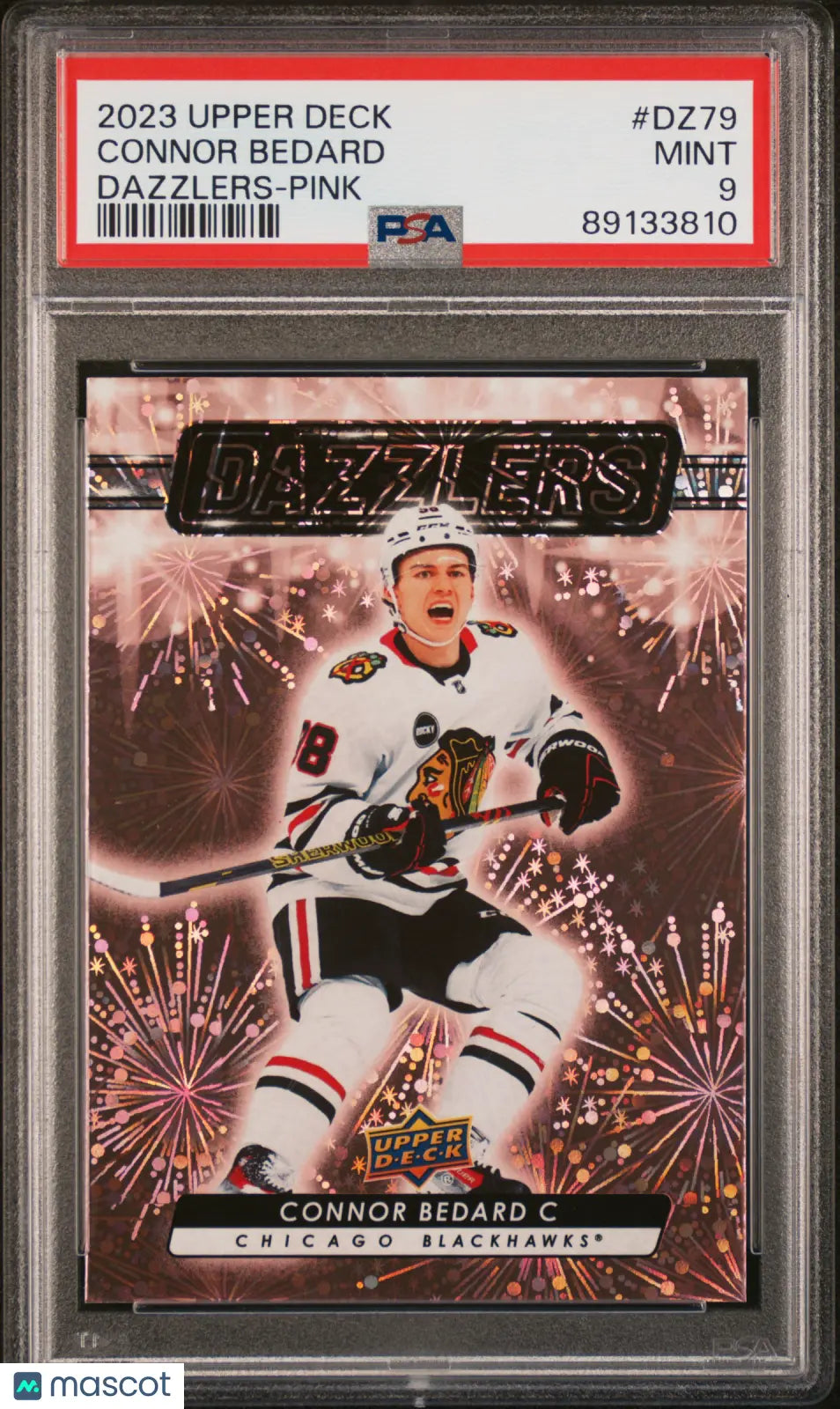 2023-24 Upper Deck Series 2 Hockey Pink Dazzlers Connor Bedard RC PSA 9 