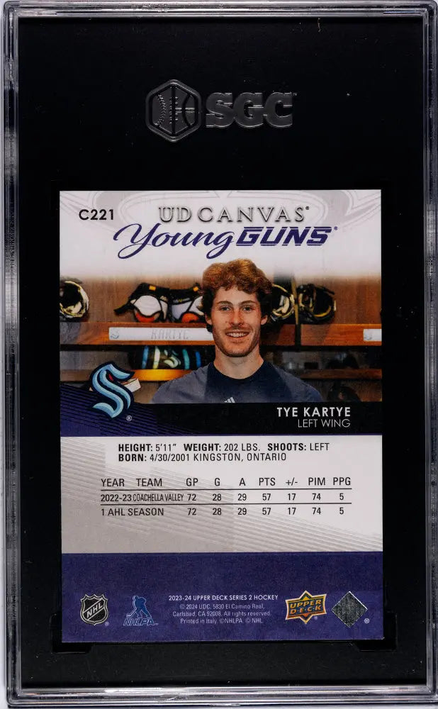 2023-24 Upper Deck Series 2 Hockey Tye Kartye UD Canvas Young Guns SGC 9 