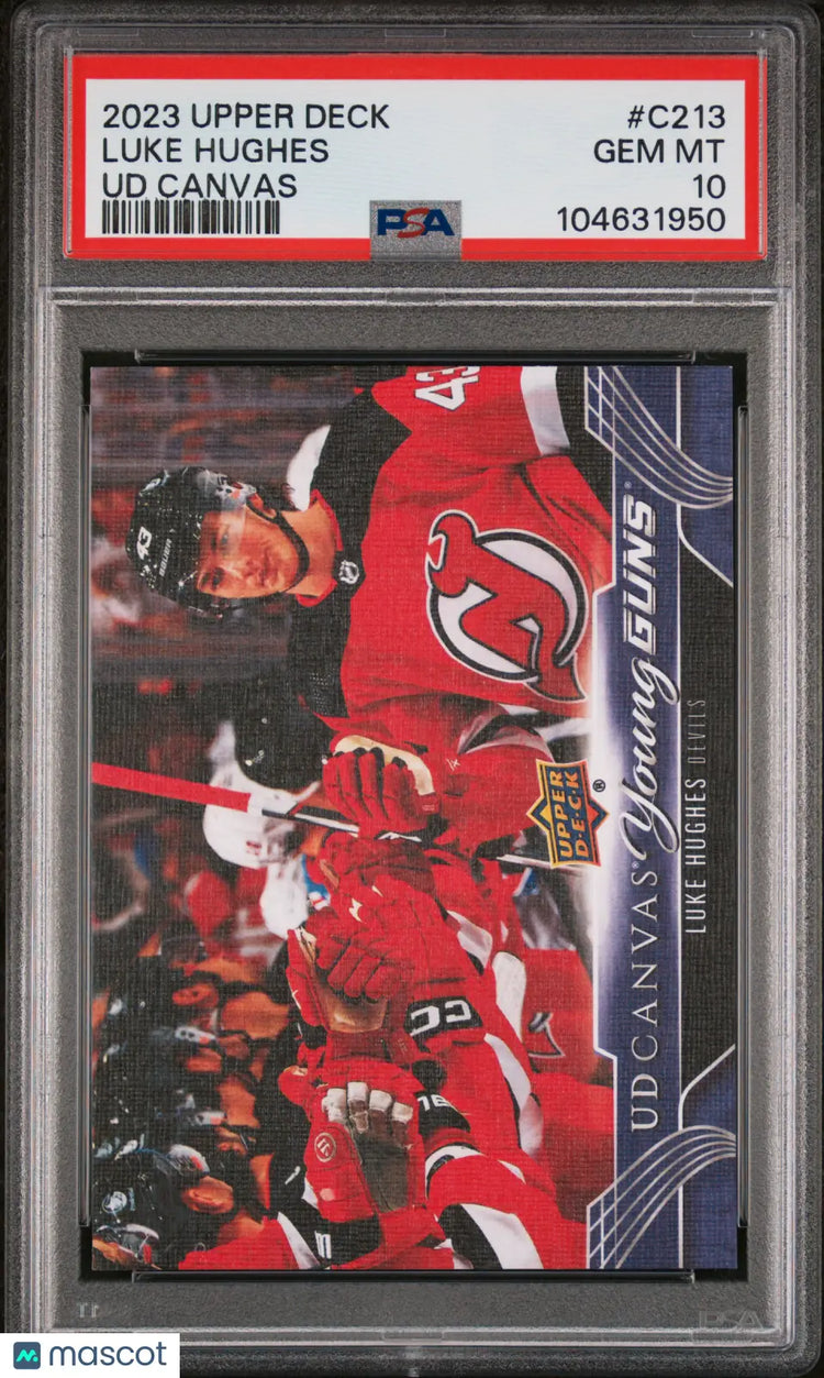 2023-24 Upper Deck Series 2 UD Canvas Young Guns RC Luke Hughes PSA 10 