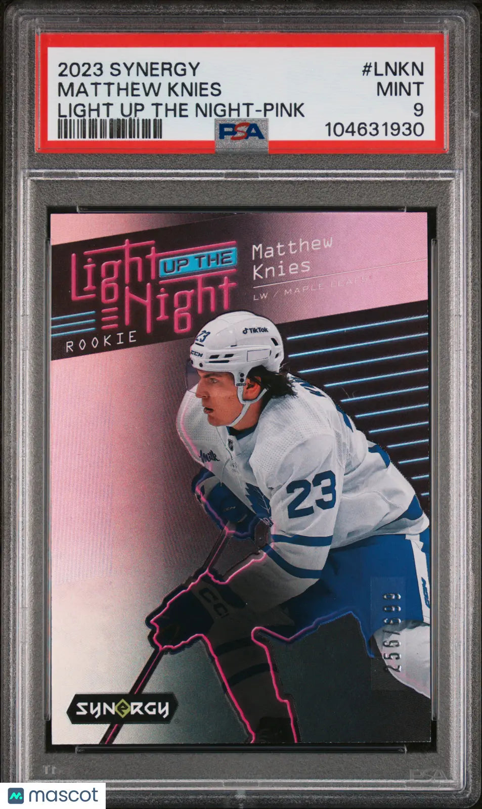 2023-24 Upper Deck Synergy Light Up The Night Matthew Knies RC PSA 9 /699 