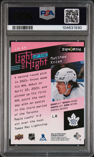 2023-24 Upper Deck Synergy Light Up The Night Matthew Knies RC PSA 9 /699 