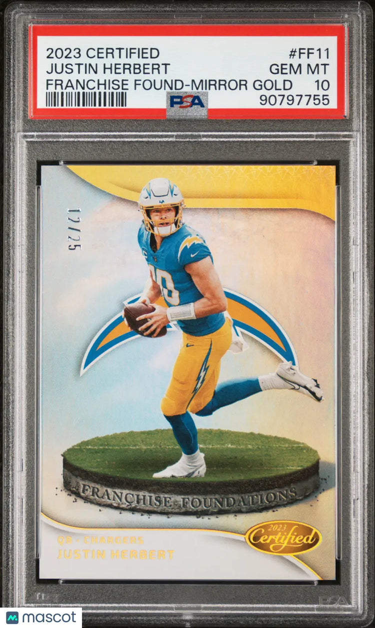 2023 Certified Franchise Foundations Mirror Gold Justin Herbert PSA 10 /25 