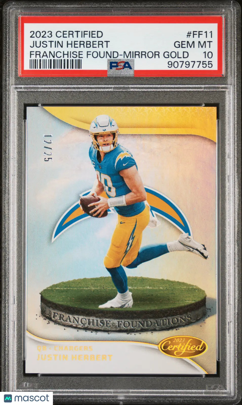 2023 Certified Franchise Foundations Mirror Gold Justin Herbert PSA 10 /25 