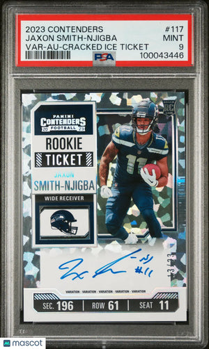 2023 Contenders Jaxon Smith-Njigba RC Ticket Auto Variation Cracked Ice PSA 9 /23 