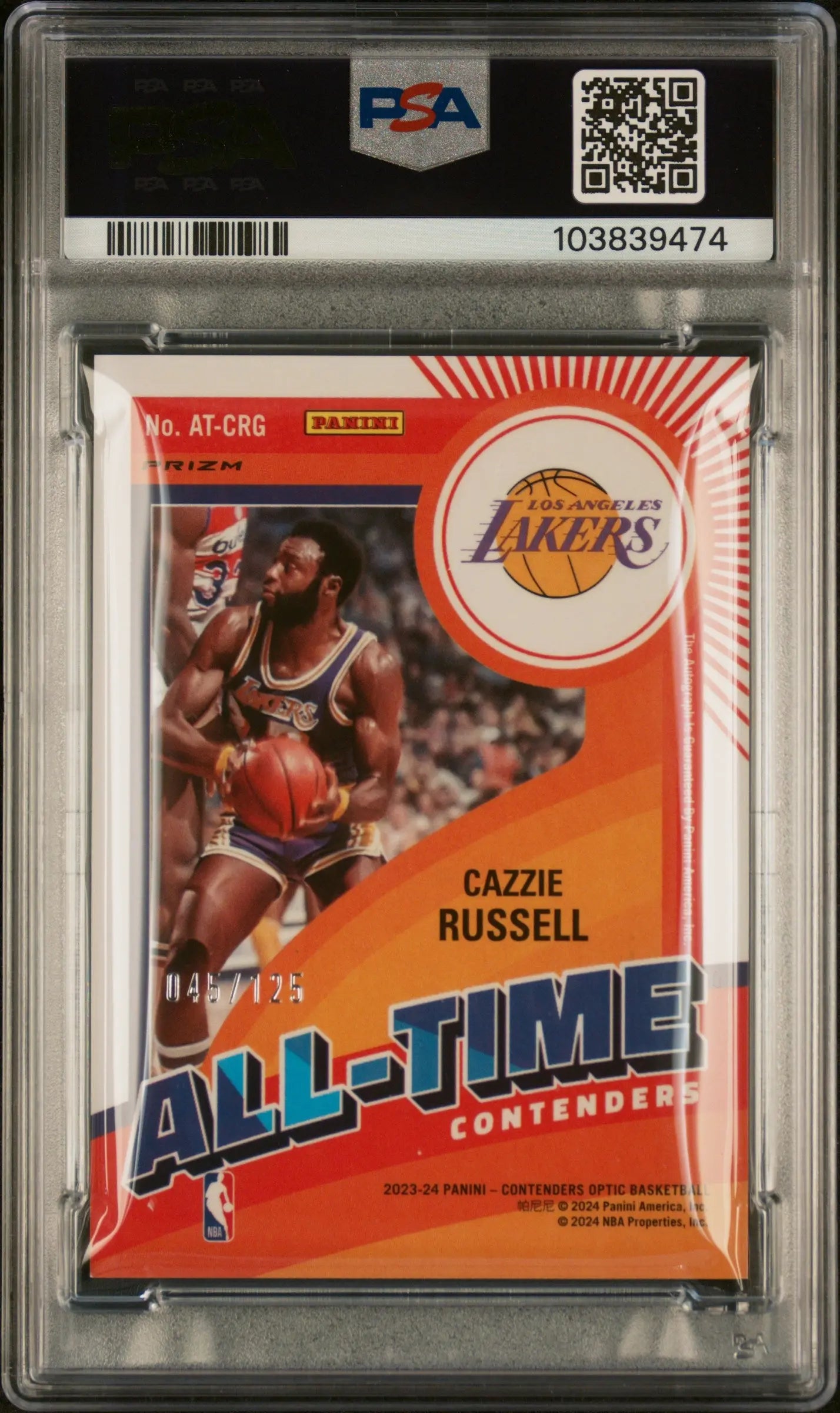 2023 Contenders Optic All-Time Contenders Autographs Cazzie Russell PSA 10 /125 