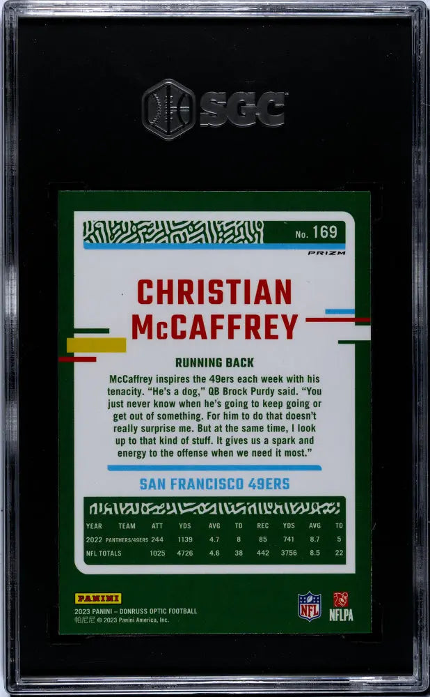 2023 Donruss Optic Football Christian McCaffrey One Hundred Prizm SGC 8.5 