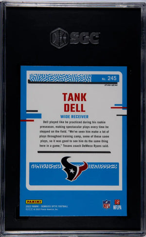 2023 Donruss Optic Football Tank Dell Rated Rookie Fire Prizm SGC 10 