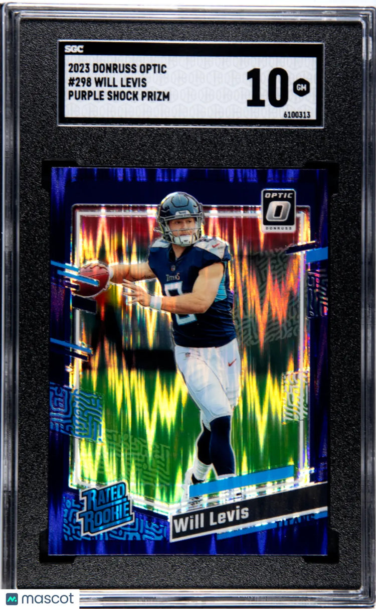 2023 Donruss Optic Football Will Levis Rated Rookie Purple Shock Prizm SGC 10 