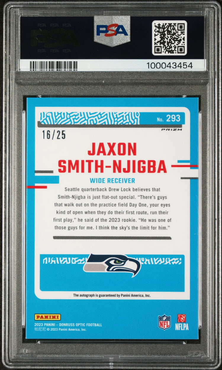 2023 Donruss Optic Rated Rookie Jaxon Smith-Njigba Black Pandora PSA 8 /25 