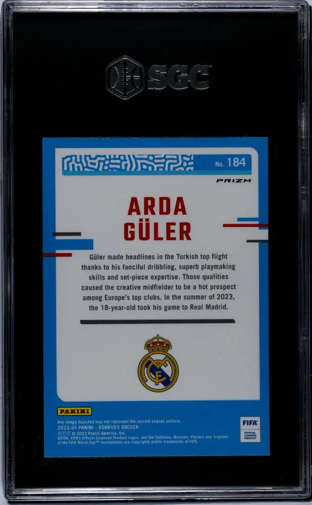 2023 Donruss Optic Soccer Rated Rookie Arda Guler Holo Prizm SGC 10 #184 