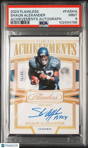 2023 Flawless Football Flawless Achievements Auto Shaun Alexander PSA 9 /25 