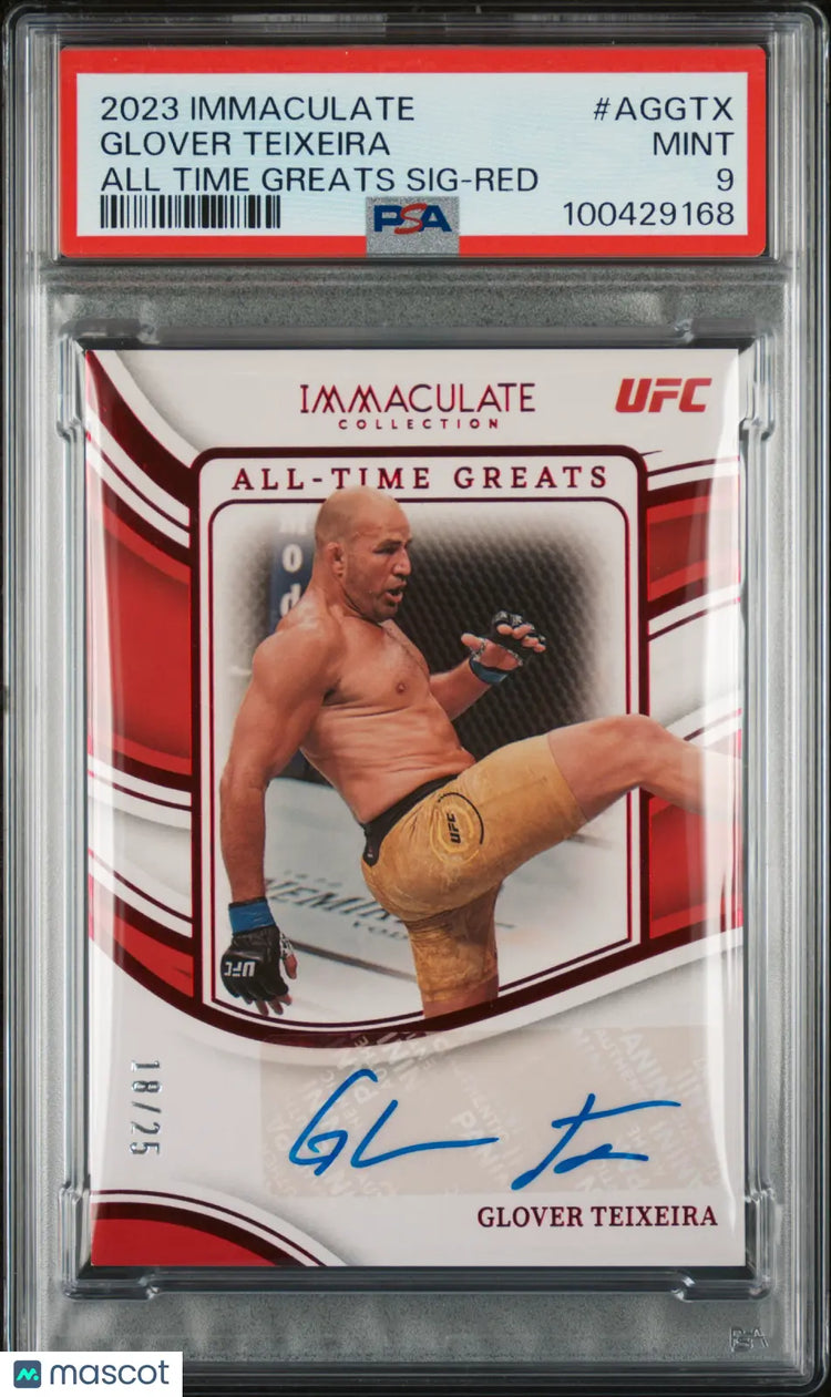 2023 Immaculate UFC All Time Greats Signatures Red Glover Teixeira PSA 9 /25 